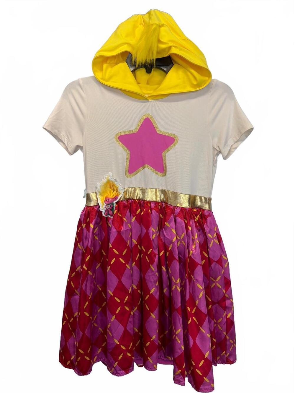DreamWorks Trolls Girl's Costume Dress with Hood and Cape Halloween Size XL 14